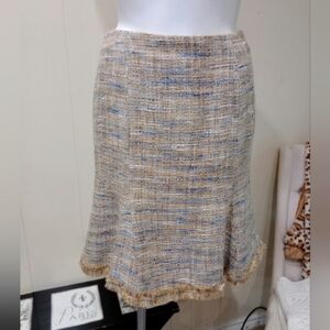 Tweed Pastel Woven Bouncle Skirt Size 14 Frill Cottagecore Knee Length Flare